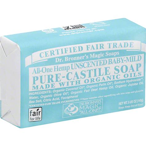 If there's someone in your town who makes soap, support them. Dr. Bronner's All-One Hemp Baby Unscented Pure-Castile Bar ...