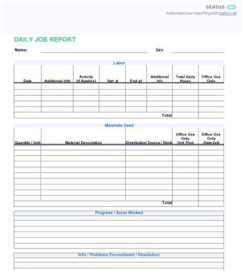 3 Best Examples Daily Report Template Free Templates Download