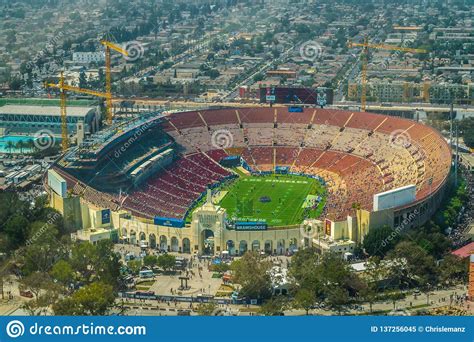 Los Angeles Memorial Coliseum Aerial View Editorial Image Image Of