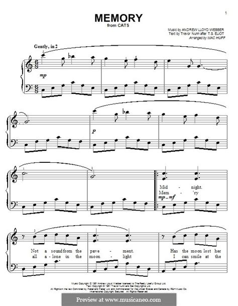Memory (from Cats) by A.L. Webber - sheet music on MusicaNeo