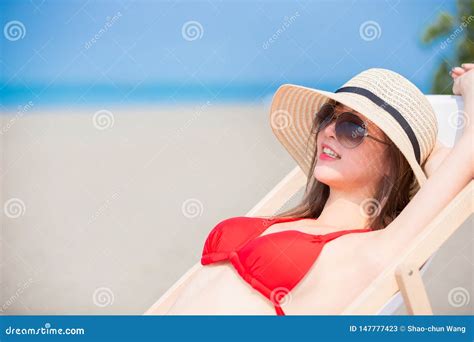 Woman Lie On The Beach Stock Image Image Of Asian Relax