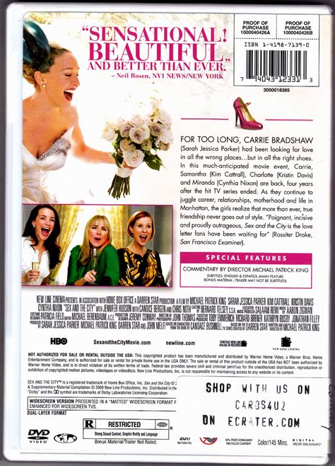 Sex And The City The Movie Dvd 2008 Widescreen Very Good