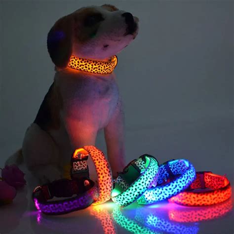 Led Luminous Dog Collar Fluorescent Leopard Spots Pet Supplies Anti
