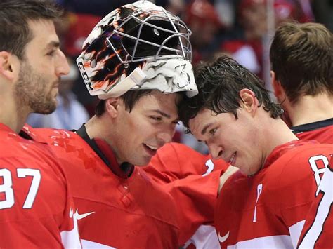 3 15:17 left in the 3rd period.pic.twitter.com/ilke2u015z. Carey Price (L) and Sidney Crosby of Canada celebrate ...