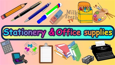 Learn Names Of 65 Stationery Items And Office Supplies With Correct