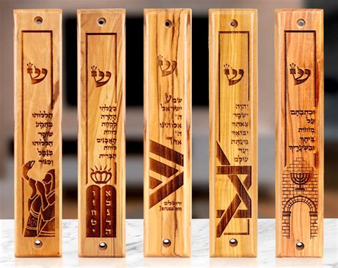 Wooden Mezuzah Cases Set Premium Olive Wood Mezuzah Case With Scroll