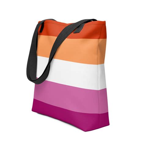 Lesbian Pride Flag Colored Tote Bag Tua Pride