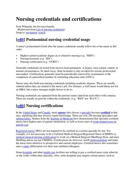 Nursing Credentials And Certifications Pdf Nursing Medicine