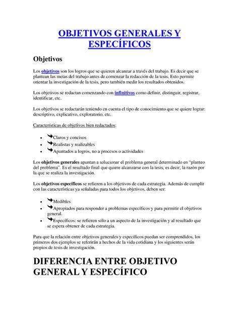 Objetivos Generales Y Específicos Objetivos Generales Y EspecÍficos