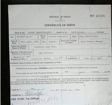 Application For Late Registration Of Birth Form B3 In Kenya Ke
