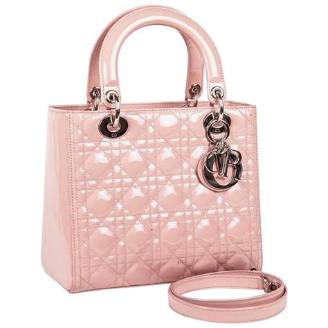 Dior Lady Dior Bag In Pink Varnished Quilted Leather Lady Dior Lady