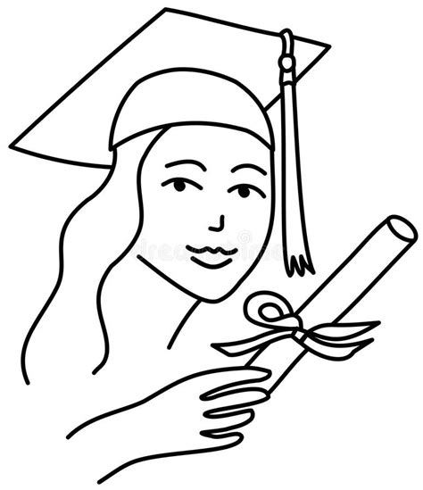Graduate Girl Line Drawing Stock Vector Image Of Degree 54025164