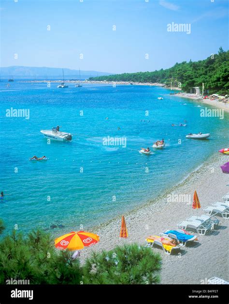 Croatias Most Famous Beach The Golden Horn Zlatni Rat Near Bol On The Island Of Brac Stock