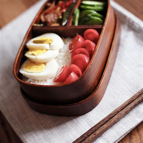 Convenient And Portable Japanese Oval Bento Boxes Wood Lunch Box