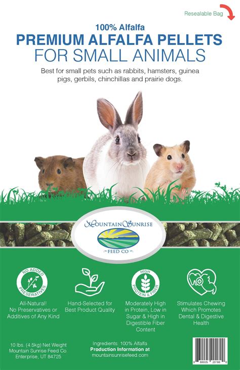 Premium Alfalfa Pellets For Small Animals Mountain Sunrise Feed