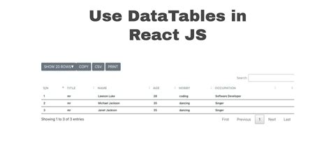 How To Use Data Tables In React Js How To Use Datatables In React Js