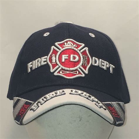 Fire Department Fireman Hat Blue White Baseball Cap Mens Hat Ts T117