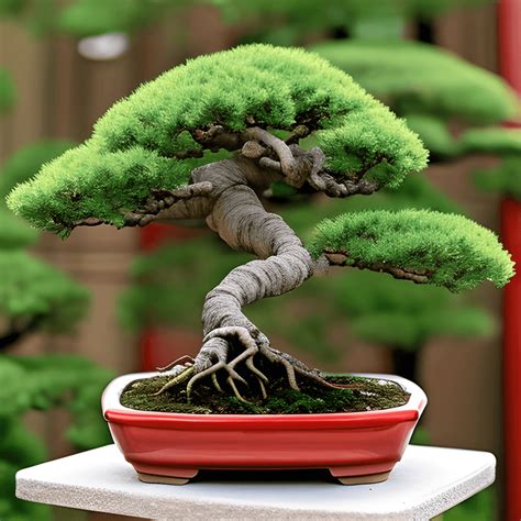 Bonsai Tree In Red Planter Creative Fabrica