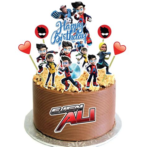 Ejen Ali High Quality Paper Cake Topper Kek Cake Decor Cupcake Topper