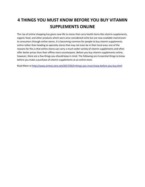 PPT 4 THINGS YOU MUST KNOW BEFORE YOU BUY VITAMIN SUPPLEMENTS ONLINE