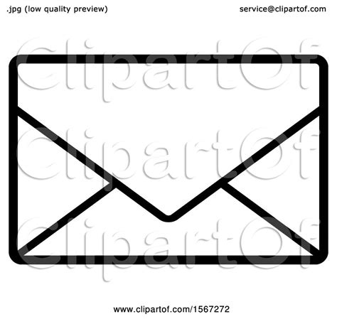 Clipart Of A Black And White Mail Icon Royalty Free Vector