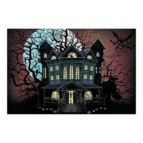 Haunted House Backdrop Banner Party Decor 3 Pieces
