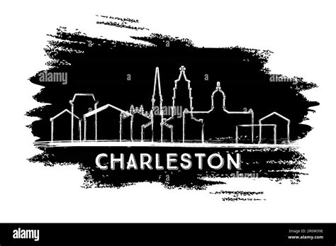 Charleston South Carolina City Skyline Silhouette Hand Drawn Sketch