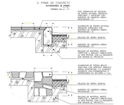 Stone In Foundation Section Plan Dwg File Cadbull