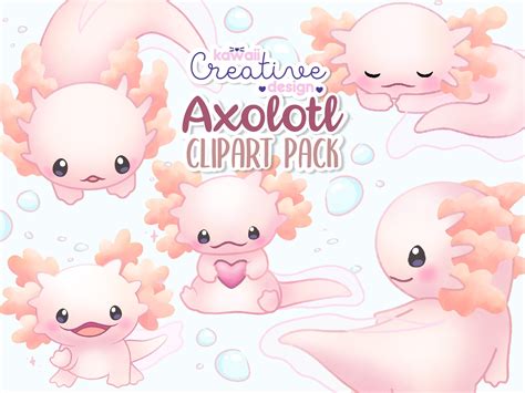 Premium Vector Clipart Kawaii Axolotls Cute Axolotl Etsy Kawaii Clipart