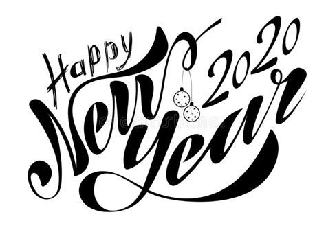 Beautiful Handwritten Text Happy New Year 2020 Vector Illustration