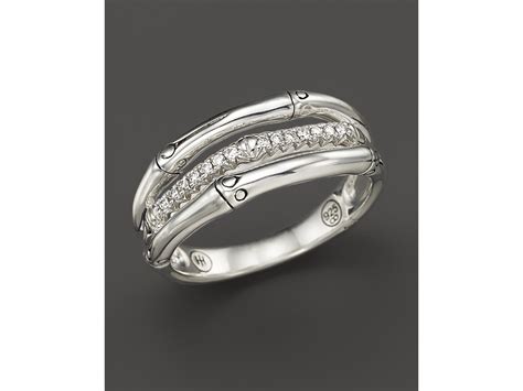 John Hardy Bamboo Sterling Silver Ring With Diamonds In Silverwhite