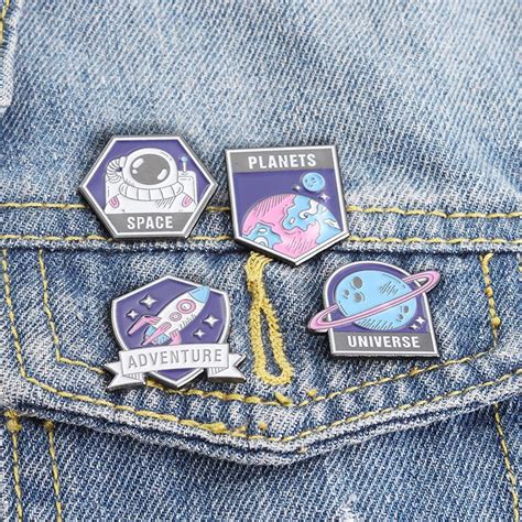 Enamel Space Planet Brooches Space Badges Brooches Enamel Lapel