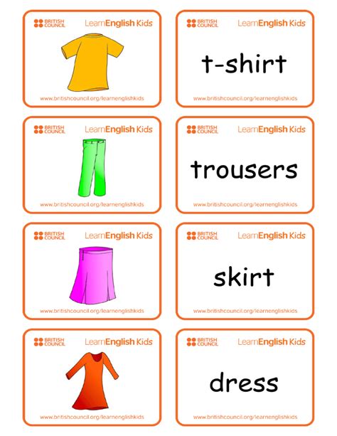 Flashcards Clothes Set 1