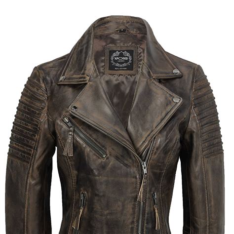 Womens Classic Real Leather Biker Moto Fashion Slim Fit Jacket Jackets
