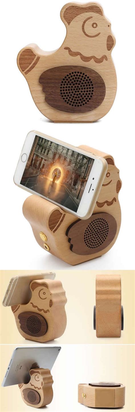 Wooden Chicken Shaped Bluetooth Speaker Mobile Phone Ipad Holder Stand