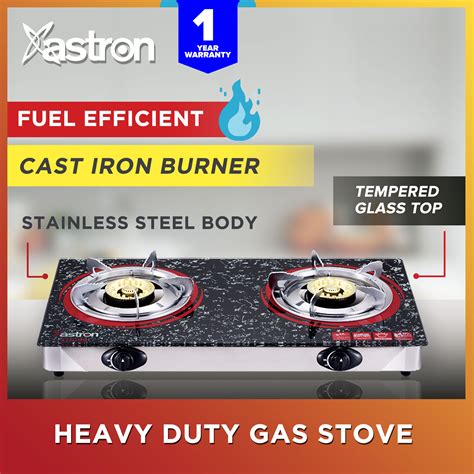 Astron Gs 99 Heavy Duty Double Burner Gas Stove With Tempered Glass Top