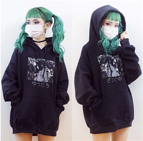 Womens Cool Harajuku Bf Loose Style Black Hooded Sweatshirt Winter
