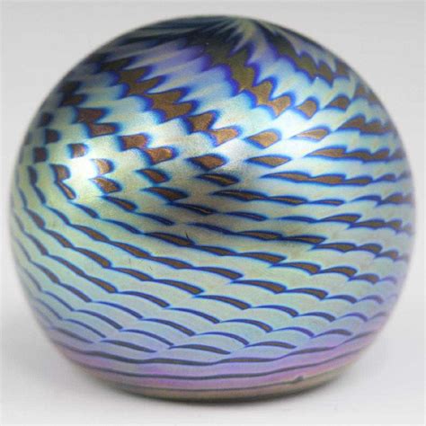 Signed Iridescent Glass Paperweight