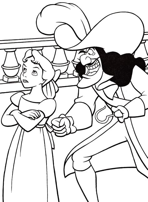 Walt Disney Coloring Pages - Wendy Darling & Captain James Bartholomew