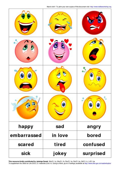 English Is Fun Feelings Face Cards