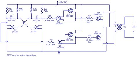 60w 100w 12vdc To 220vac Inverter Using Transistors Circuits99