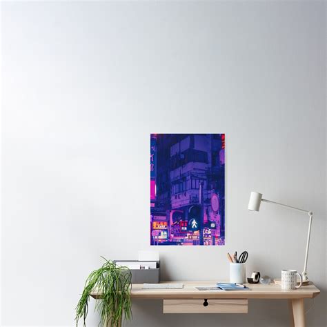 Nostalgia Neon City Lights Lofi Purple Aesthetic Poster By Vershiro