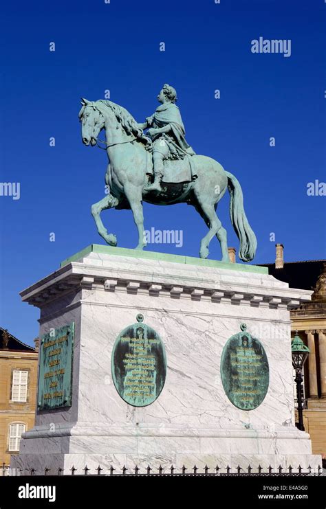 Statue Of King Frederick V In Amalienborg Palace Courtyard In