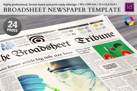 As the newspaper uncrumpled, the picture on the frontpage become recognizable. Broadsheet Newspaper Template | Creative Illustrator Templates ~ Creative Market