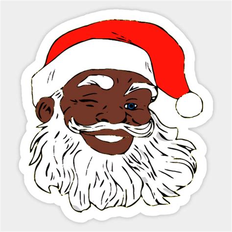 Winking Black Santa Claus African American Christmas Black Santa Sticker TeePublic