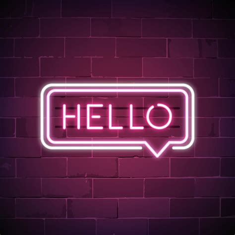 Pink Hello In A Speech Bubble Neon Sign Vector Free Download