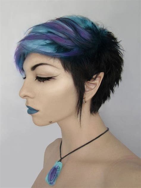 Purple And Blue Short Alternative Dyed Hair Fixing The