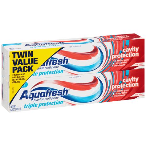 Aquafresh Fluoride Toothpaste Cavity Protection Cool Mint 128 Oz