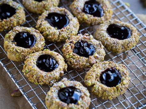 Pistachio Thumbprint Cookies With Black Currant Jam Recipe Cooking