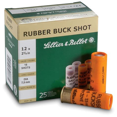 Sellier And Bellot Buckshot 2 34 12 Gauge Rubber Buckshot 15 Pellets